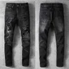 Jeans da uomo Pantaloni hip-hop classici Jeans da stilista Jeans da motociclista strappati strappati Jeans da motociclista slim fit 0GX7