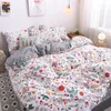 Spring bedding set summer flower duvet cover set pastoral style peaches bed linen sheet daisy bed set 3/4pcs home bedding green 201120