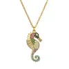 Collier porte-bonheur en pierre CZ, pendentif hippocampe coloré pour femmes et hommes, cadeau de goutte, bijoux 2315, nouvelle collection 2020