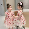 2020女の子の夏のドレス子供の服の女の子の服子供服プリンセスドレスピンクストロベリーvestidos 10代3t-14Y1