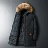 Hommes vers le bas Parkas 2022 veste d'hiver hommes solide décontracté longue hommes fourrure à capuche manteaux marque vêtements épais chaud coupe-vent 4XL Kare22
