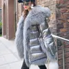 겨울 옷 여성 다운 버전의 세련된 흰색 오리 다운 여자 다운 재킷 두꺼운 느슨한 양고기 모피 큰 모피 칼라 모피 코트 201128
