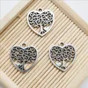 Wholesale Lot 100pcs Heart Tree Antique Silver Charms Pendants for Jewelry Making Bracelet Earrings DIY Keychain Pendant 18*17mm DH0840