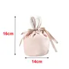 3 couleurs lapin de pâques seau faveur velours oreilles de lapin panier cordon sac de bonbons pochette de bijoux de mariage