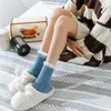 7 couleurs corail polaire chaussettes couleur bonbon étage sommeil chaussettes floues filles hiver chaud moelleux épais serviette chaussette femmes filles bas