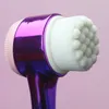 Facial Cleansing Brushes Manual Double Sided Silicone Make-Up Cleaning Soft Hair Brush Travel Face Brushes DHL Free Shipping