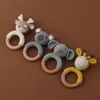 Baby Spielzeug 1 stück Holzhäkeln Rassel BPA Freies Holz Ring Beißring Nagetier Gym Mobile Rattles Geborenes Pädagogisches Spielzeug