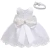 LZH Infant Red Christmas Dress Nouveau-né Bébés Filles Arc Princesse Robes De Soirée Pour Bébé Robe De Baptême 1ère Année Robe D'anniversaire LJ200827