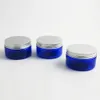 30 x högkvalitativ 100g tom blå plastkräm kosmetisk burk 100ml lotion makeup rese behållare med silver lock provflaska