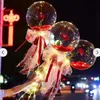 Led Rose Bobo Ball Light Luminous Balloon Rose Bouquet Transparent Bubble Ball för Alla hjärtans dag Present Bröllopsdekoration vid havet GGA3844