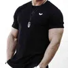 T Shirts Men Summer Shirt Short Sleeve Bodybuilding Workout Exercise Mens Clothing Daily Wear G1222