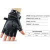 1 Pair Half Finger PU Leather Gloves Women Rock Punk Style Rivet Fingerless Black Gloves New Mittens Luvas