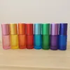 5 ml Essential / Basic Oil Bottles 10ml Roll på glasrullbollmassager Portable Frosted Colorful Roller Flaskor för resor