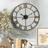 Retro Römische Rätselr Retro 3d Hohl Eisen Vintage Große Mute Dekorative Wanduhr Home Wohnzimmer Dekoration LJ200827