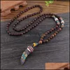 Hangende kettingen hangers sieraden weiyu handgemaakte nepal boeddhistische mala houten kralen ketting etnische os -hoorn lange verklaring voor wome5947149