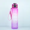 1000ml Gradient Color Oneclick Opening Fliptop Spring Lid 32OZ Motivational Fitness Outdoor Sports Water Bottle With Time Marker 8942770
