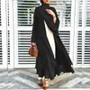 Etnische kleding Moslim Maxi Cardigan Islamitische Open Front Kimono Abaya Robe kalkoen Kaftan Solid Color Borde Losse jurk