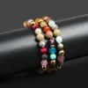 Healing Anxiety Relief Chakras Bracelet Wholesale 8mm Faceted Cut Natural Stone Beads With CZ Ball Bracelets For Lover Rope Chain Women