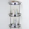 Bathroom Shelf Wall Hanging Tripod 304 Stainless Steel Double Storage Polished Silver Hardware Corner Rack Y200407