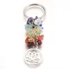 Natural Crystal Keychain Pendant Broken Gems Tassel Life Tree Keychain Luggage Decoration Key Chain Gift Keyring