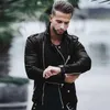 Heflashor Mens Zipper Skórzana Kurtka Mężczyźni Jesień Zima Slim Fit Motorcycle Płaszcz Hip Hop Streetwear Moda Klasyczne Kurtki