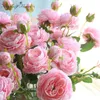 Western rose core 3 heads peony artificial flower manufacturers home Christmas decor wedding silk flower wall materials peony5747795