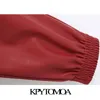 KPytomoa mulheres moda falso couro movimentando calças vintage alto elástico cintura cordão feminino torrous toures mujer 201113