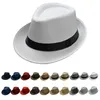 Luxury Summer Fedora Hat For Men Fashionable Elegant Vintage Black Women White Red Brim 1920s Panama Top Jazz Beach Unisex Classi8101493