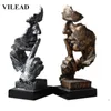 VILEAD 32cm Resin Silence is Gold Mask Statue Abstract Ornaments Statuettes Mask Sculpture Craft for Office Vintage Home Decor T200624