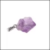 Pendentifs Arts, Artisanat Cadeaux Maison Jardin Vente en gros - Naturel Améthyste Point Pierre Pendum Cristal Chakra Guérison Reiki Perles Drop Delivery 20