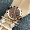 Fashion Brand wrist watch for women Girl 3 Dials crystal style Steel metal band quartz watches M61