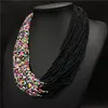 Chokers mode bohemian boho akrylpärlor halsband kvinnor långa flerlager uttalande strängskikt smycken collier femme12117