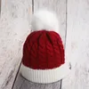 2021 Styles de Noël Enfants Tricotés PomPom Bonnet Chapeaux XMS Couleur Rouge Vert Avec Boule De Fourrure Blanche Enfants Mignons Hiver Chaud Bonnets Enfant Chapeau