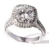 Transgems 3 Carat Lab Grown Diamond Wedding Ring Lab Diamond Accenci Solid 14k biały złoto EngageMennn Pierścień Y200620
