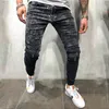 Qyzrfs homens destruídos buraco jeans rasgado estiramento roupa skinny taped bicicleta calças moda casual slim fit denim calças masculina novo 20112