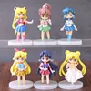 6pcs definido Sailor Moon Mizuno Ami Kino Makoto Minako Aino Mini Ação Figura Modelo de boneca Toy255E