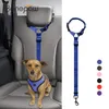 ベンポの調節可能な耐久性のあるナイロンの犬のシートベルト快適な車のヘッドレストの拘束設計のデザイン車のシートベルトPET LEASH LJ201109