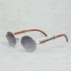 Ienbel Finger Black Buffalo Horn Sunglasses Men Natural Wood Clear Glass Frame for Outdoor Eyewear Round Glass 3HHH2119276303W