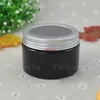 Black Cream Jar With Aluminium Cap ,Refillable Empty Jars Cosmetic Packaging, Facial Mask,Solid Perfume Makeup Cansshipping