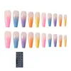 NAF008 20pcs/set Gradient Candy Color Finished Nail Art Tips Colorful Artificial False Nails With Glue Rainbow Nail Tips Decoration