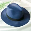 HT2261 2020 neue Sommer-Hüte für Männer Frauen Stroh Panama-Hüte Fest Plain breiter Rand-Strand mit Band Unisex Fedora Sonnenhut