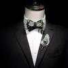 New Arrival feather bow ties for men Brooch Wooden box Set White black green BowTies Daily Wear Cravat Wedding Party Gift3413883