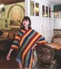 Bufandas Raya Jersey Capa Poncho Mujeres 2021 Otoño Invierno Outwear Casual Borla Cálido Jersey Tejer Vintage Capes Bufanda para suéter