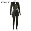 WLWXR Fall 2020 Black Bodycon Long Sleeve Jumpsuit Women Camouflage Corset One Piece Outfits Ladies Romper Women Jumpsuit Female