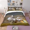 3D cama de cama branca gêmea rainha rei edredor capa conjunto preto cavalo gêmeo completo conjunto de cama nórdico conjunto para adulto criança crianças casa cama de cama 201021