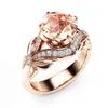 Vintage Diamond 18K Rose Gold Wedding Ring för kvinnor Pure Topaz Bague Anel Smycken Anillos de Bizuteria Gemstone Y1128