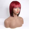 ModernShow Pixie Cut Bob Peruk Perulu Remy Düz Kısa İnsan Saç Peruk Kadınlar Için Bang Ile Ombre Kırmızı Mavi Sarışın Renk