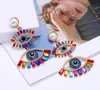 Iced Out Evil Eyes Dangle Oorbellen Voor Vrouwen Meisjes Mode Designer Crystal Rhinestone Pearl Verklaring Drop Earring Hangles Bruiloft Sieraden