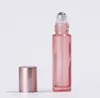 Mini bouteille à roulettes en verre de parfum, 5 ou 10ML, récipient de parfum en acier inoxydable, boule à roulettes en métal, or Rose