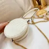 2020 vrouwen crossbody tassen schoudertas kleine ronde tas ontwerper vrouwelijke handtas voor vrouwen PU lederen retro-ketting wit